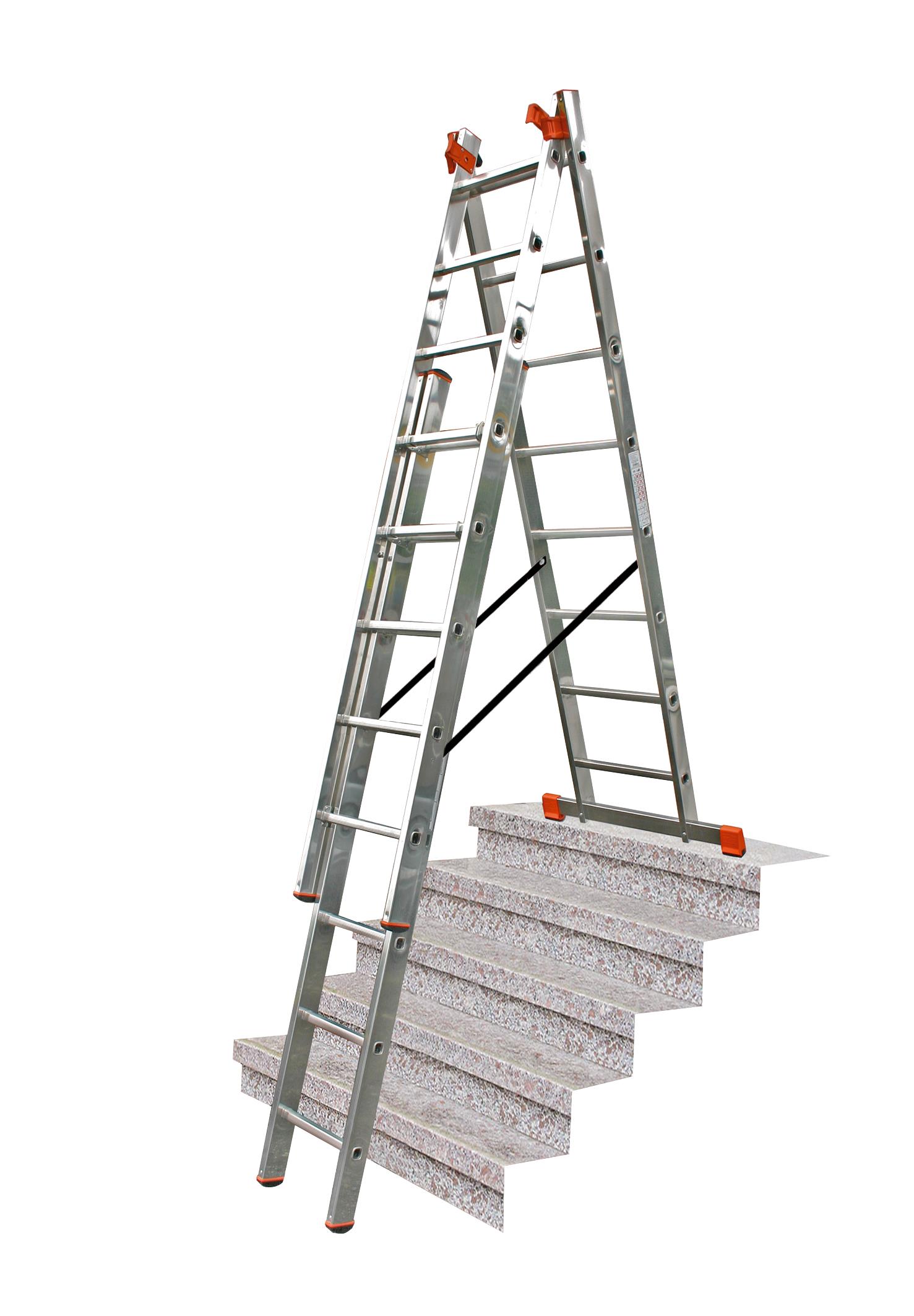 Дополнительное изображение Лестница Krause (Краузе) Tribilo  алюминиевая трехсекционная Plus (3x8 ступеней)