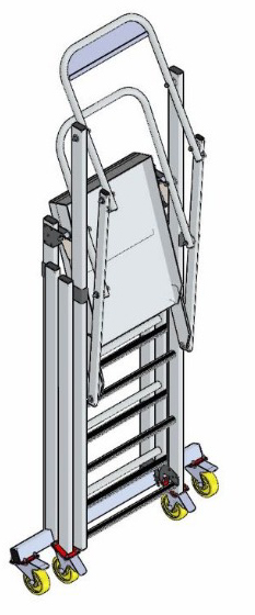 Дополнительное изображение Телескопическая лестница платформа Мегал ТЛП 7-11 ступеней, с пов колесами