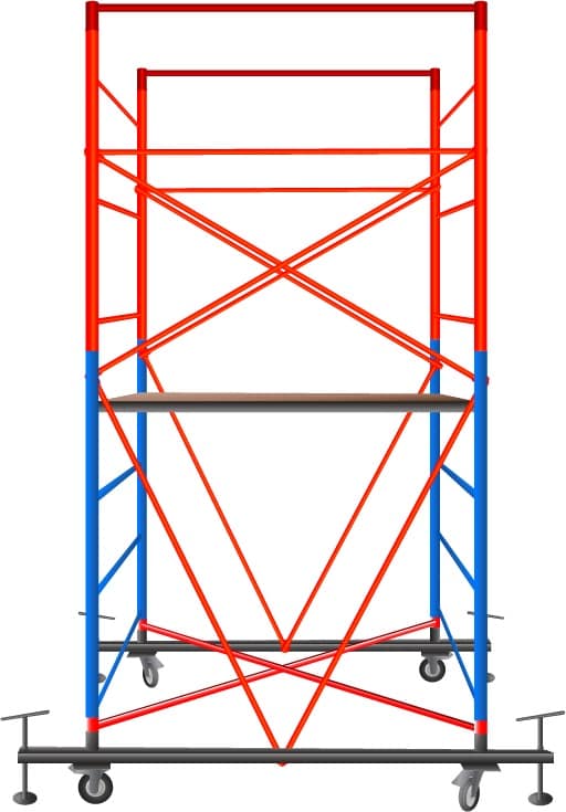 Дополнительное изображение Вышка тура ДИРС-4 рабочая высота 3,6 м, базовый блок + 1 секция промежуточная