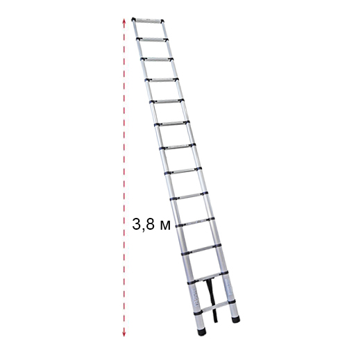Дополнительное изображение SHTOK (Шток) телескопическая алюминиевая лестница без чехла (13 ступеней)