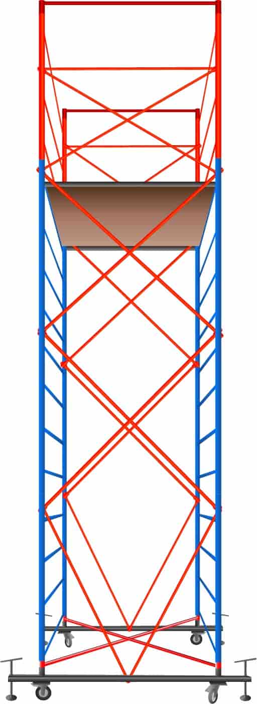 Дополнительное изображение Вышка тура ДИРС-4 рабочая высота 6,6 м, базовый блок + 1 секция промежуточная
